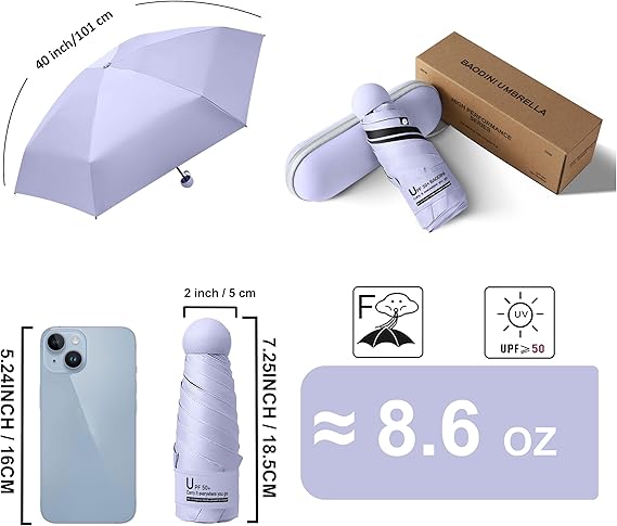 BAODINI Travel Mini Umbrella for Purse With Case Small Compact UV Sun Protection Sun Lightweight Tiny Pocket Umbrella for Women Kids and Men - Image 4