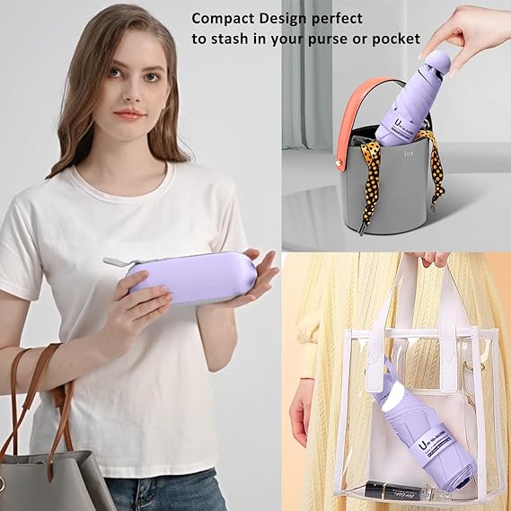 BAODINI Travel Mini Umbrella for Purse With Case Small Compact UV Sun Protection Sun Lightweight Tiny Pocket Umbrella for Women Kids and Men - Image 3