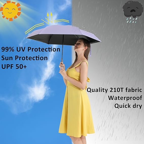 BAODINI Travel Mini Umbrella for Purse With Case Small Compact UV Sun Protection Sun Lightweight Tiny Pocket Umbrella for Women Kids and Men - Image 5
