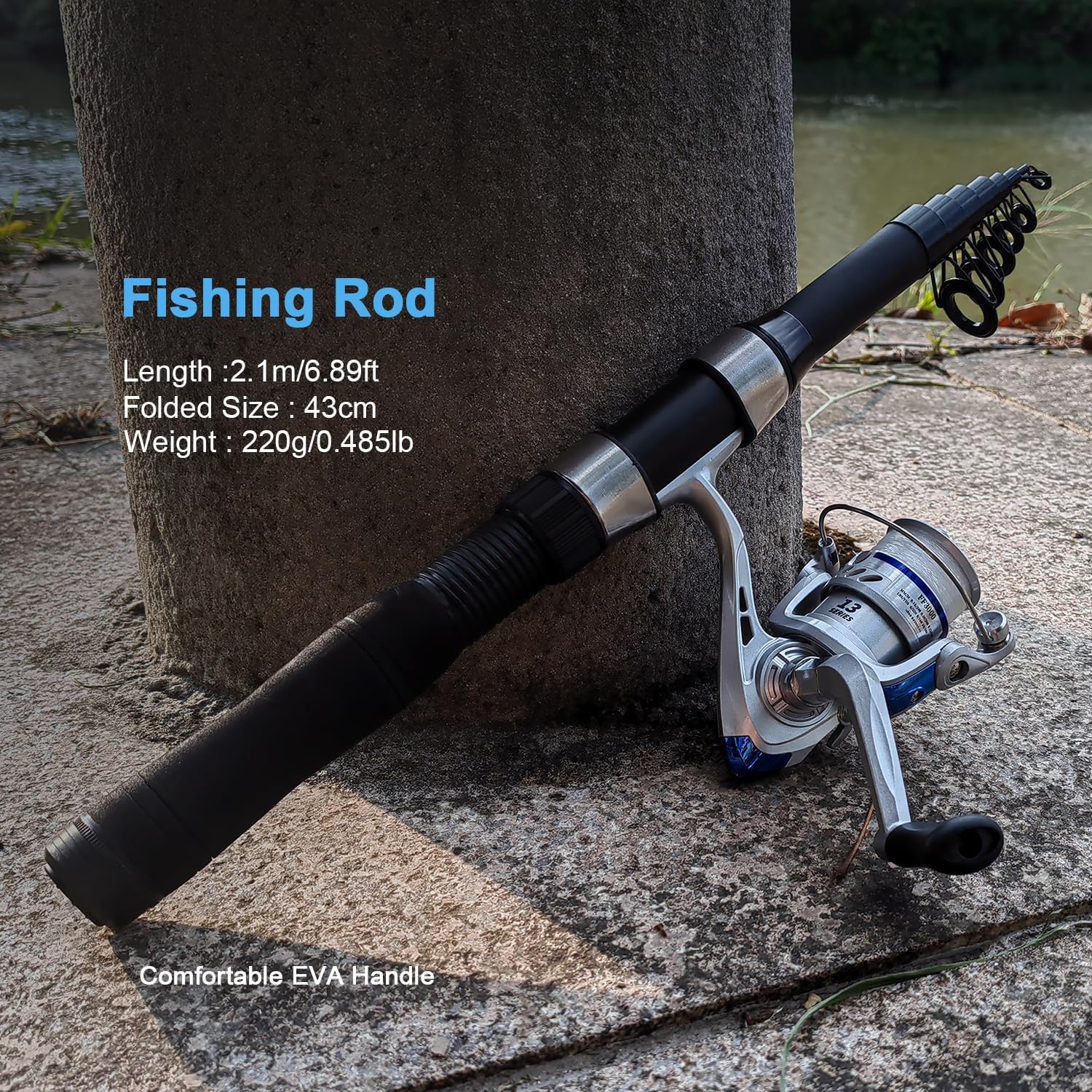 Fishing Rod Reel Combo - 2PCS 6.89ft Collapsible Rods 2PCS Spinning Reels Lures Set Fishing Pliers Carrier Bag for Travel Saltwater Freshwater Fishing Telescopic Fishing Pole Kit - Image 2