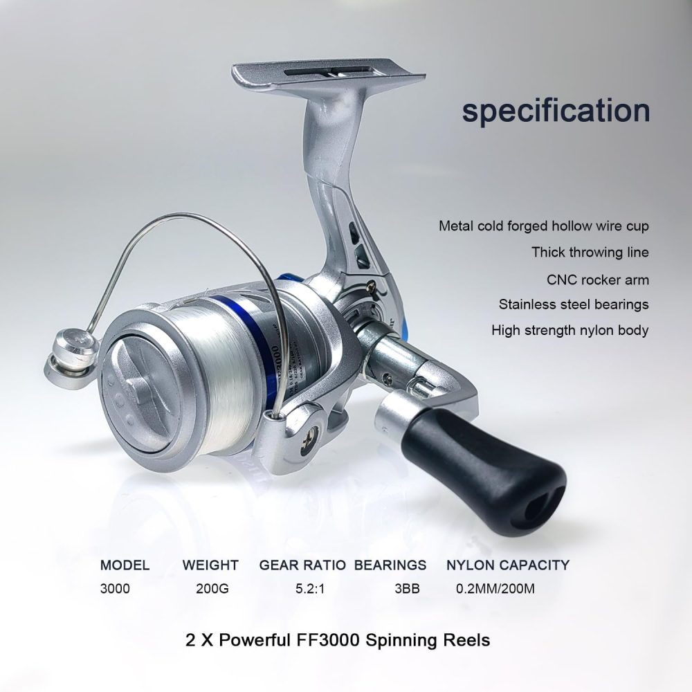 Fishing Rod Reel Combo - 2PCS 6.89ft Collapsible Rods 2PCS Spinning Reels Lures Set Fishing Pliers Carrier Bag for Travel Saltwater Freshwater Fishing Telescopic Fishing Pole Kit - Image 5