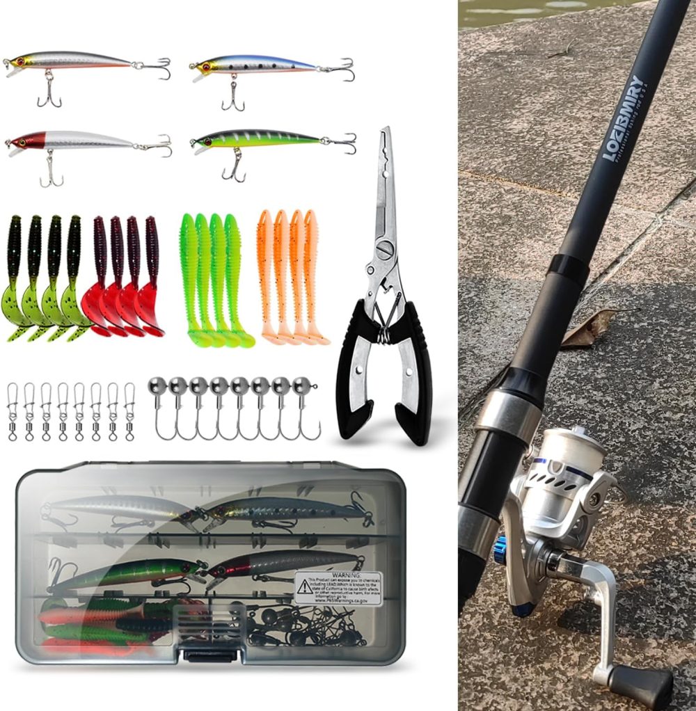 Fishing Rod Reel Combo - 2PCS 6.89ft Collapsible Rods 2PCS Spinning Reels Lures Set Fishing Pliers Carrier Bag for Travel Saltwater Freshwater Fishing Telescopic Fishing Pole Kit - Image 6