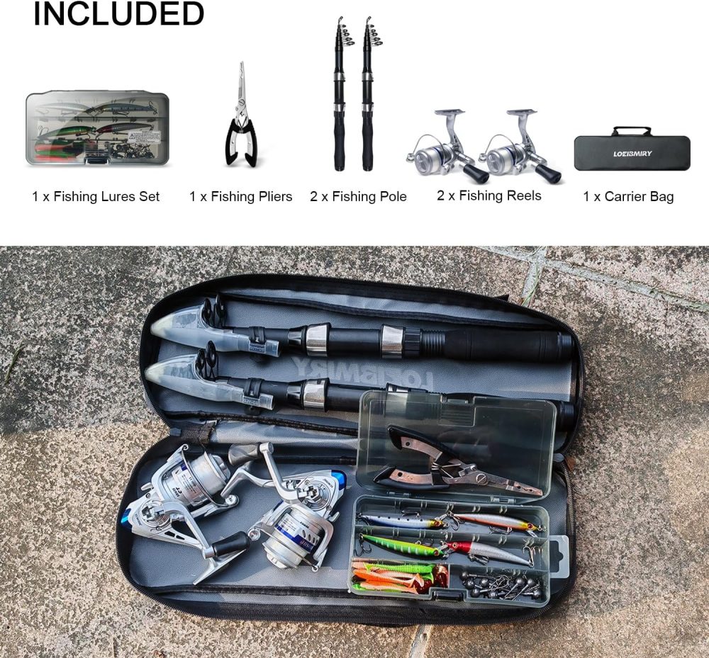 Fishing Rod Reel Combo - 2PCS 6.89ft Collapsible Rods 2PCS Spinning Reels Lures Set Fishing Pliers Carrier Bag for Travel Saltwater Freshwater Fishing Telescopic Fishing Pole Kit - Image 7