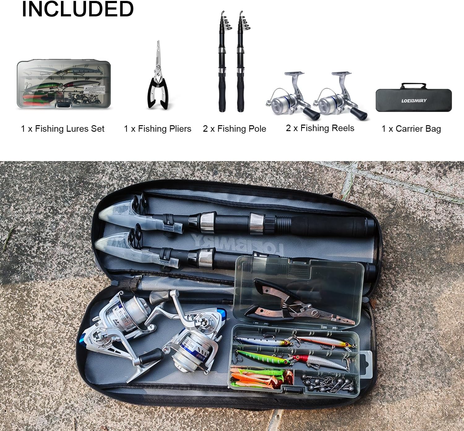 Fishing Rod Reel Combo - 2PCS 6.89ft Collapsible Rods 2PCS Spinning Reels Lures Set Fishing Pliers Carrier Bag for Travel Saltwater Freshwater Fishing Telescopic Fishing Pole Kit - Image 7