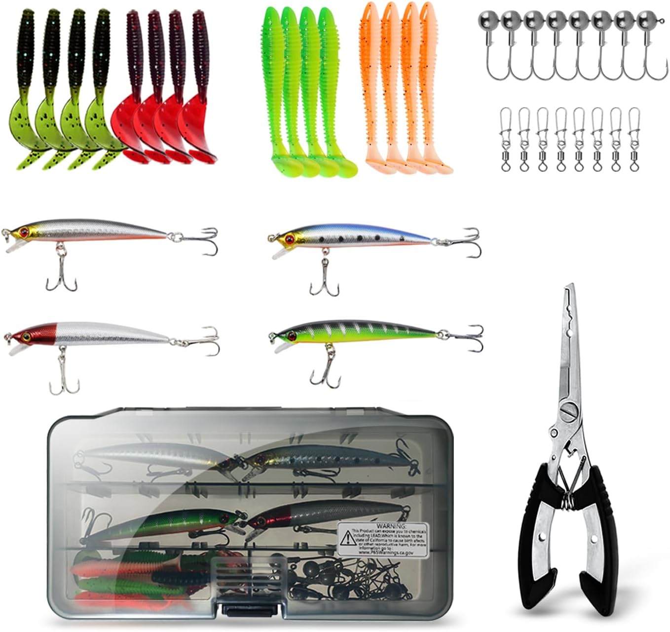 Fishing Rod Reel Combo - 2PCS 6.89ft Collapsible Rods 2PCS Spinning Reels Lures Set Fishing Pliers Carrier Bag for Travel Saltwater Freshwater Fishing Telescopic Fishing Pole Kit - Image 9