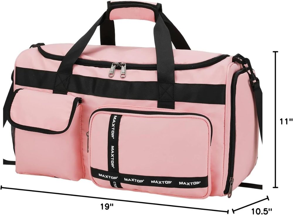 Gym Bag for Women Travel Duffle Carry On Tote Weekender Bag Large Capacity Pink Overnight Bag With Shoe Compartment Gym Tote with Dry and Wet Separation - Image 9